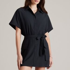 Rhone Mirage Button-Up Shirt Mini Dress, Black, Size Small